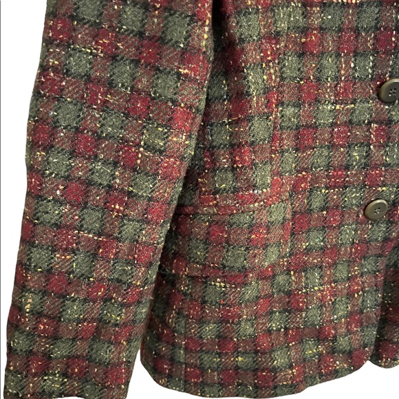 Georges Marciano (Vintage Guess) Lined 3 Button Plaid Jacket in Wool Sz 2 - Picture 3 of 7